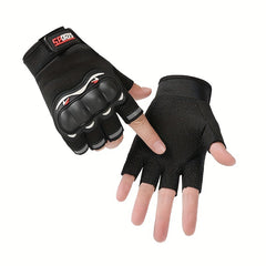 Unisex Fingerless Gloves with Knuckle Protection for Motorcycle Bike
