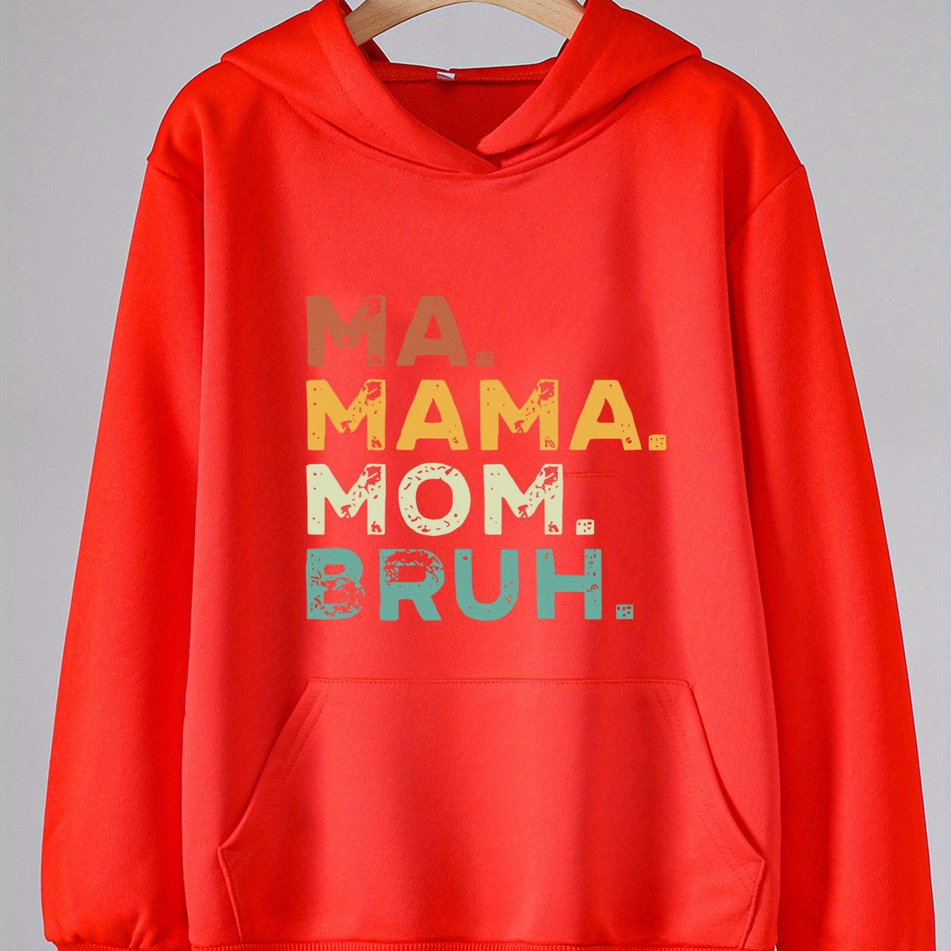 Mom Print Hoodie For Girls Kids Casual Pullover Hooded Top