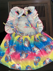 Girl's Princess Dress Sleeveless Ruffle Unicorn Print Dress