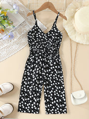 Toddlr Girls Heart Graphic Belted Cami Rompers for Beach Vacation
