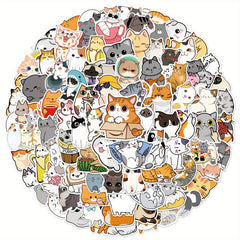 100pcs Cartoon Cat Stickers for Luggage Phone Case Helmet Skateboard