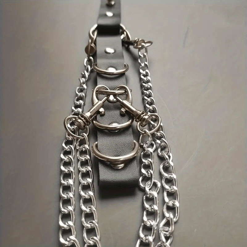 Men's PU Leather Leg Ring Hanging Pants Chain Belt Binding Suspenders