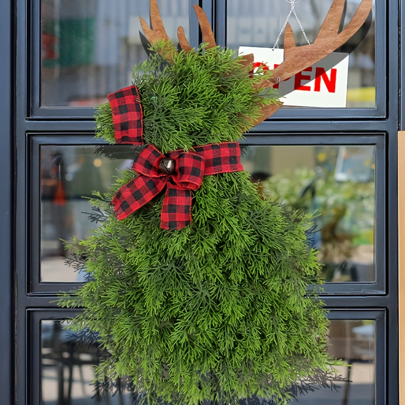 Pine Needle Elk Door Hanging Christmas Wreath Outdoor Decor