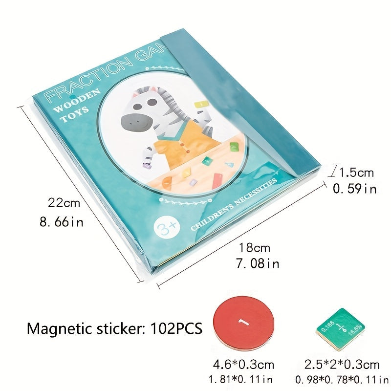 Wooden Fraction Book Set Educational Math Toys