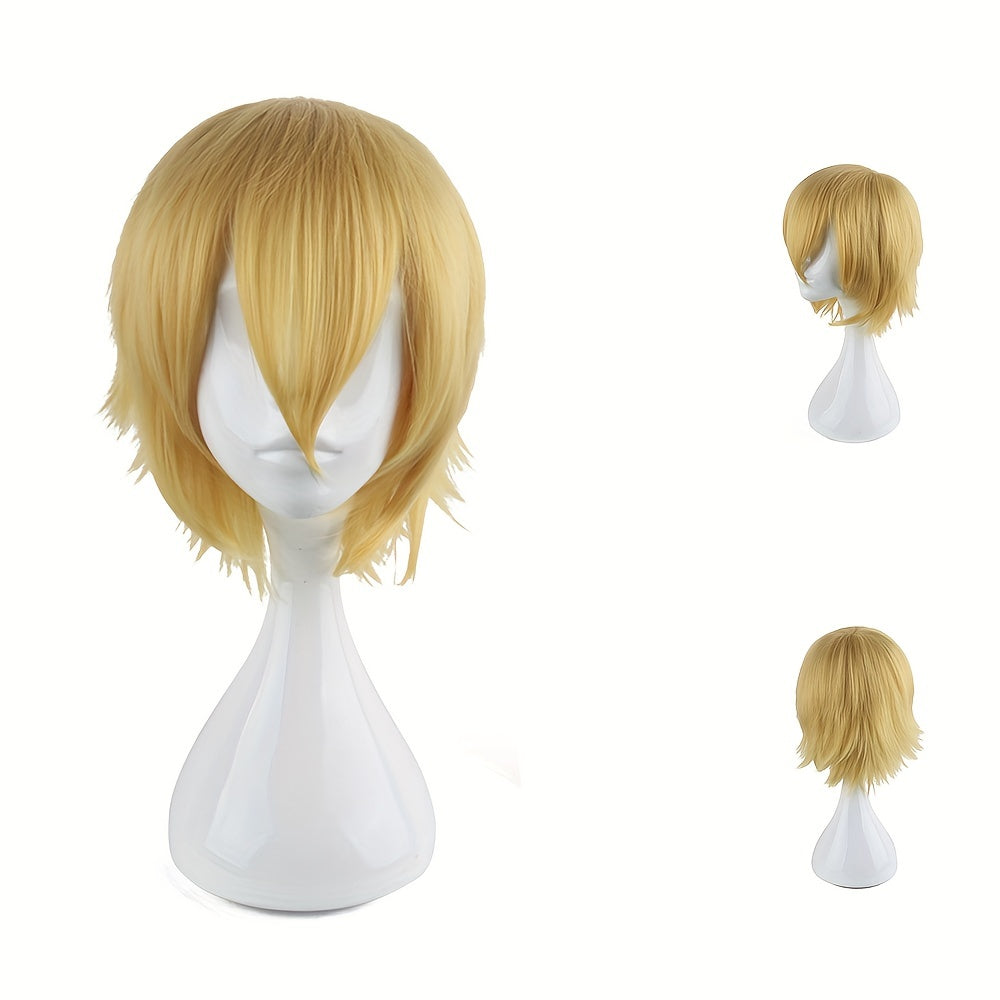 Men's 12 Inch Short Golden Anime Wig Cosplay Dress Up Chemical Fiber Wig