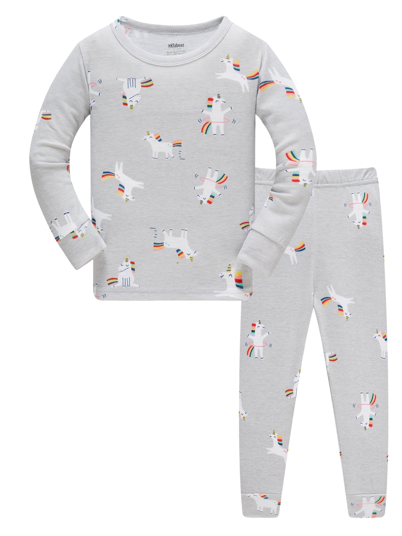 Kid's Unicorn Pajamas Set Long Sleeve Top & Pants, Cloud Star Print Loungewear