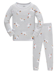 Kid's Unicorn Pajamas Set Long Sleeve Top & Pants, Cloud Star Print Loungewear