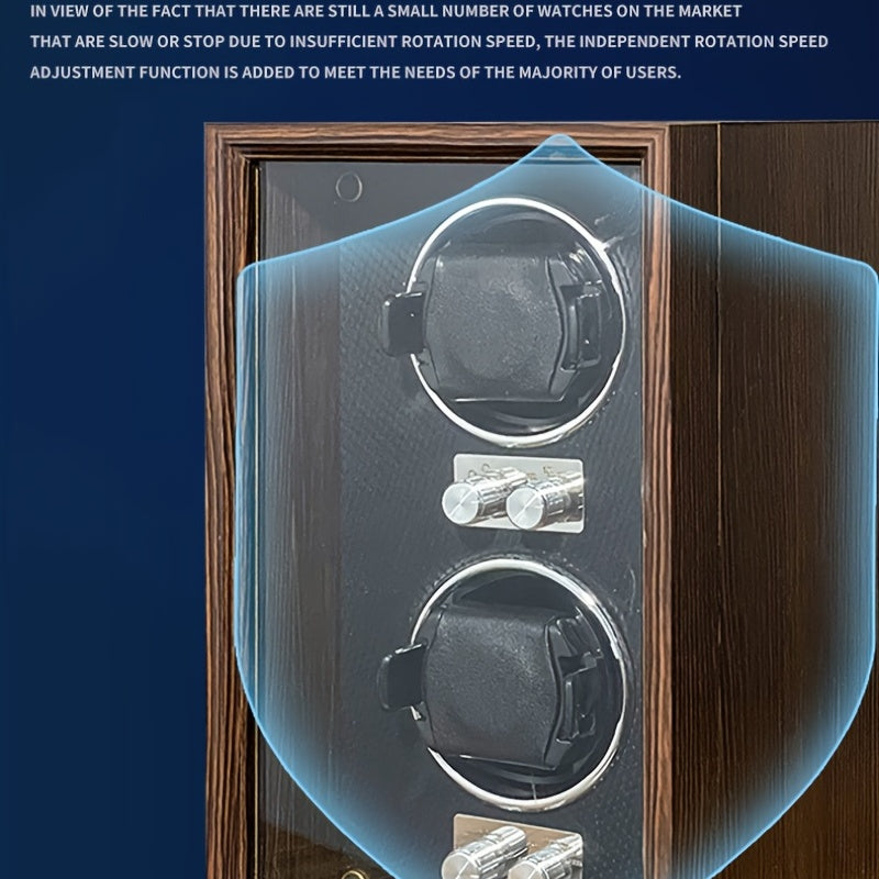 Wood Watch Winder Vertical 2 Slot Automatic Watches Box