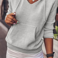 Casual Sweater Women's Plus Solid Hooded Jumper