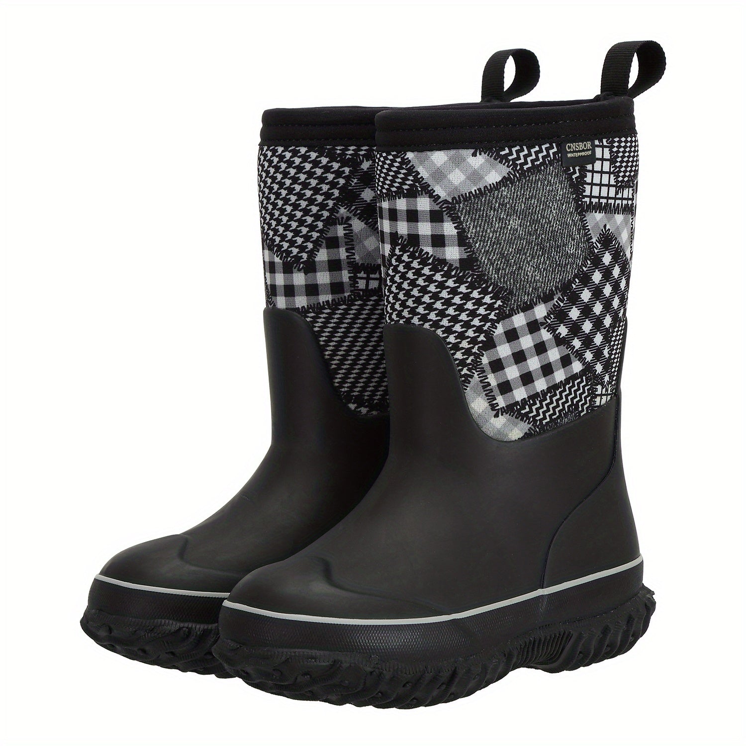 MCIKCC Girl's High Top Rain Boots Non Slip Durable Casual Waterproof Shoes