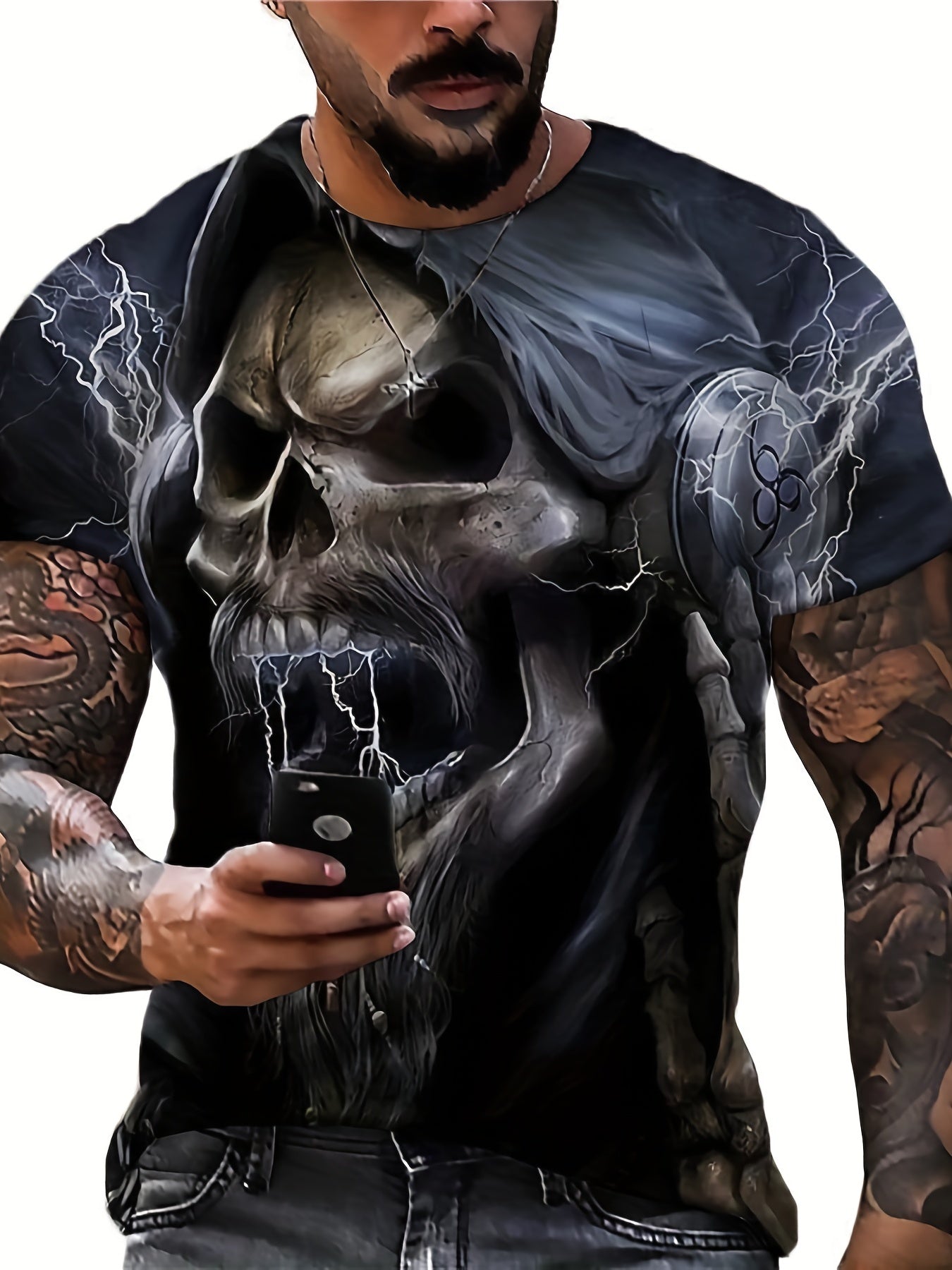 Men's Skeleton Graphic T shirt Casual 3D Print Tee
