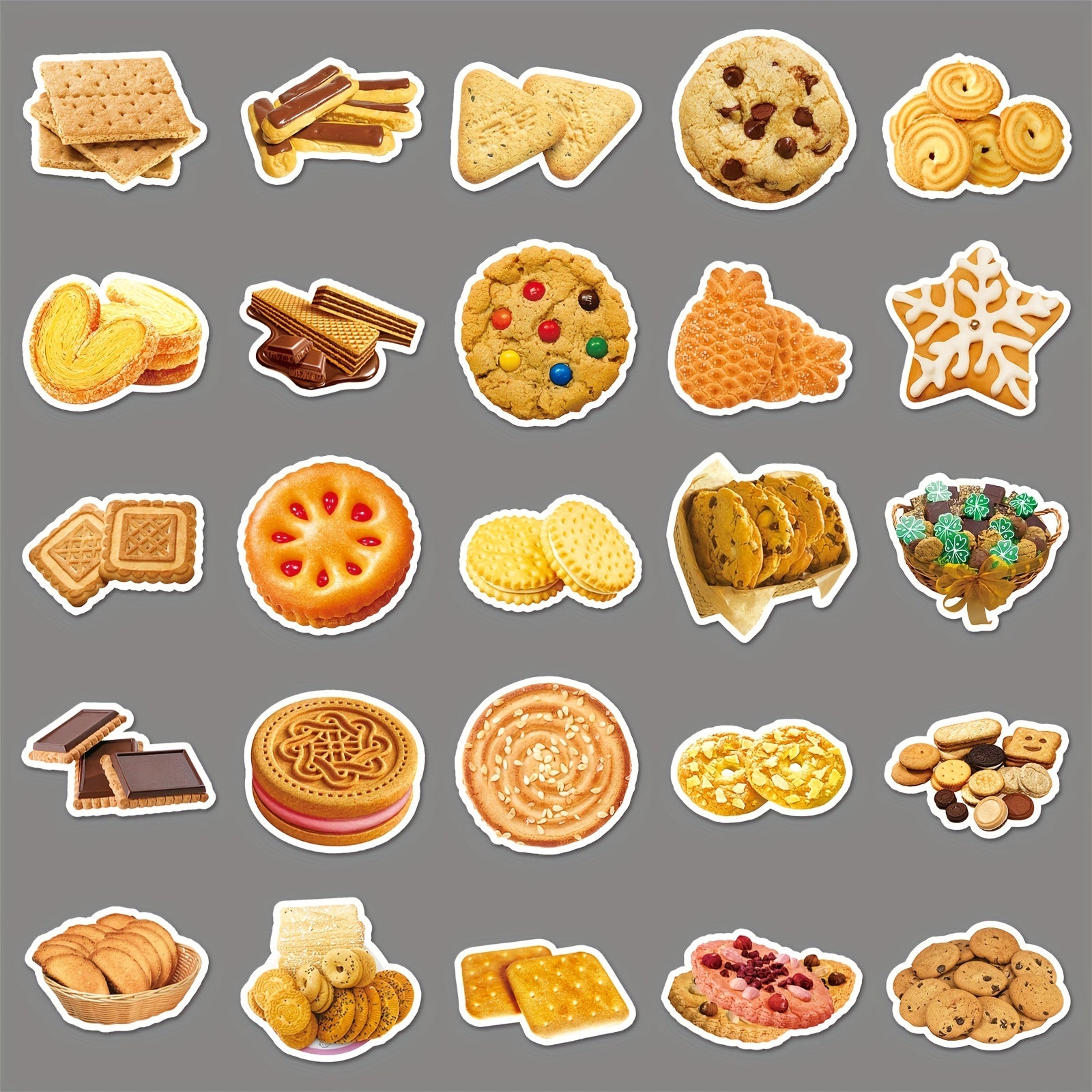 50pcs Biscuit Series Doodle Stickers Waterproof Decorative DIY Creative Toys