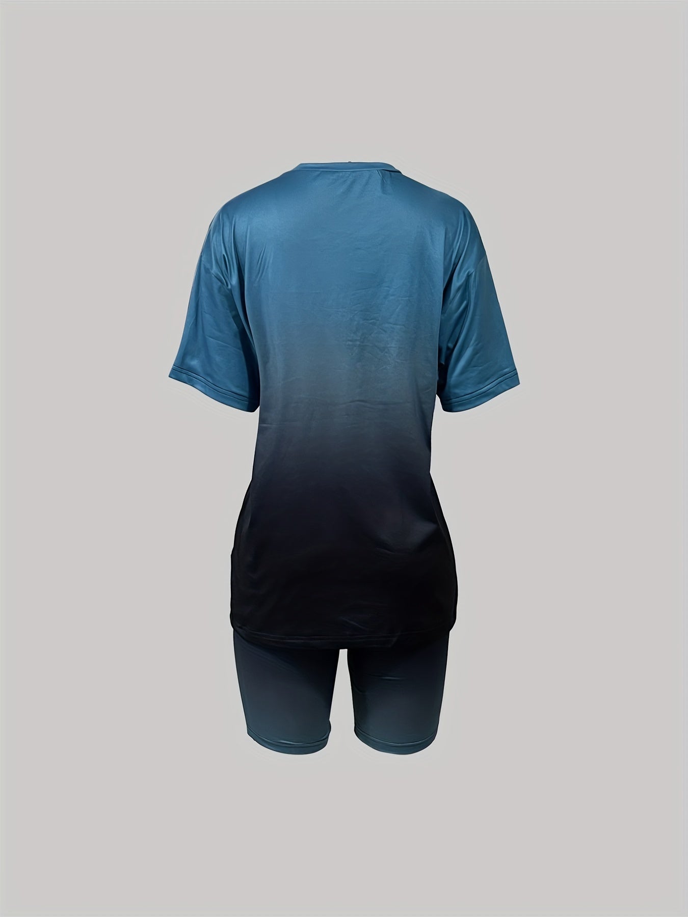 Ombre Two piece Set Casual Short Sleeve T shirt & Skinny Shorts
