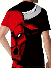 Men's Flame & 23 Print T-shirt Casual Comfy Slightly Stretch Tee