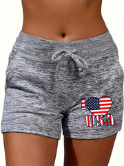 Print Drawstring Casual Shorts for Women