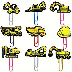 9pcs Cartoon Style Series Paper Clip Cute PVC Bookmark Clip