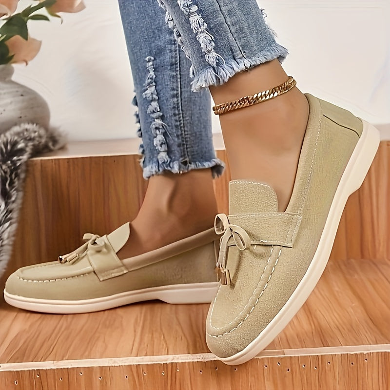 Women's Bow Decor Slip on Walking Shoes