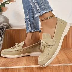 Women's Bow Decor Slip on Walking Shoes