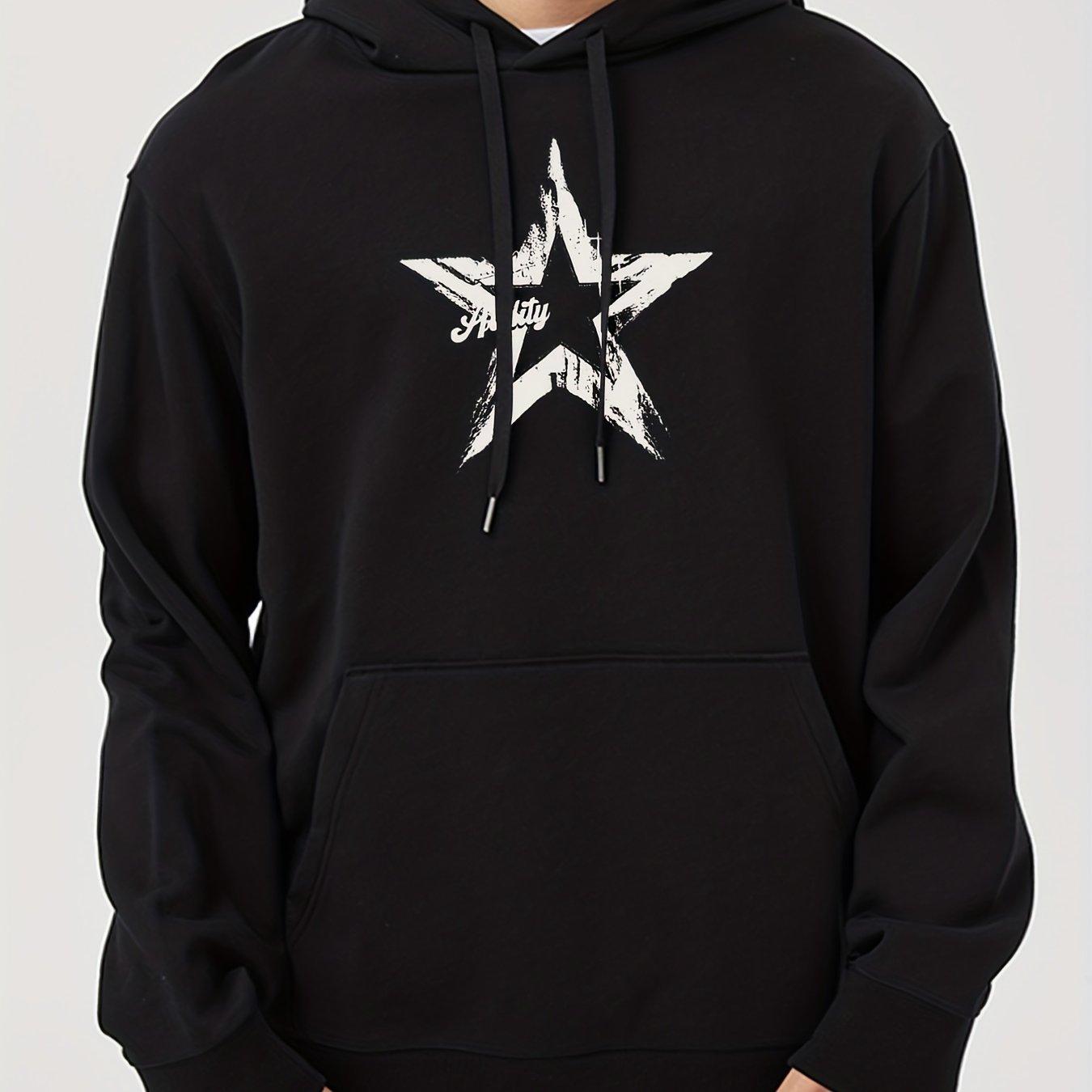 Men's Star Print Hooded Sweatshirt Drawstrings