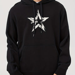 Men's Star Print Hooded Sweatshirt Drawstrings