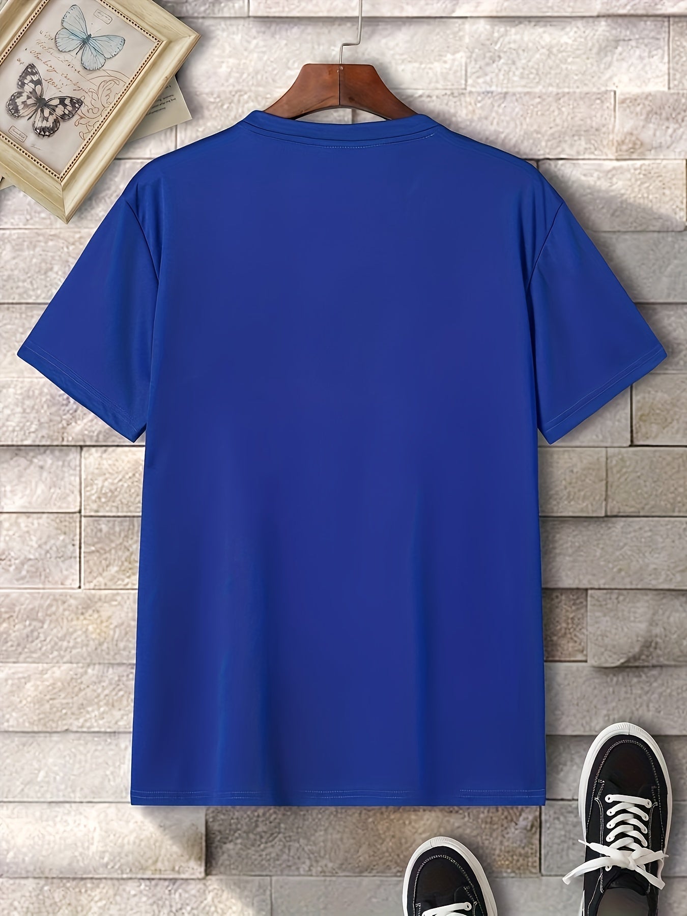 Coconut Palm & Sunset Print Men's Graphic Crew Neck T-shirt