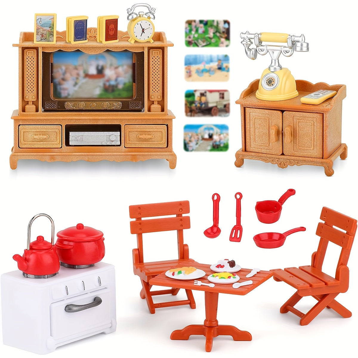 26pcs Dollhouse Furniture 1 12 Doll House Furniture Table Chair TV Cabinet Set