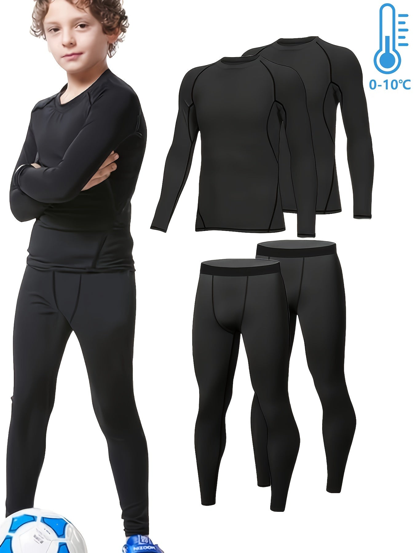 HOPLYNN Compression Long Sleeve Top & Pants Set for Kids