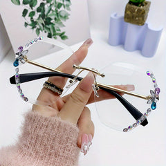 Ombre Lens Sunglasses Rhinestone Decor Glasses UV Blocking
