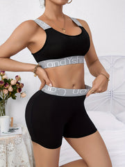 Letter Print Bra & Panties Set