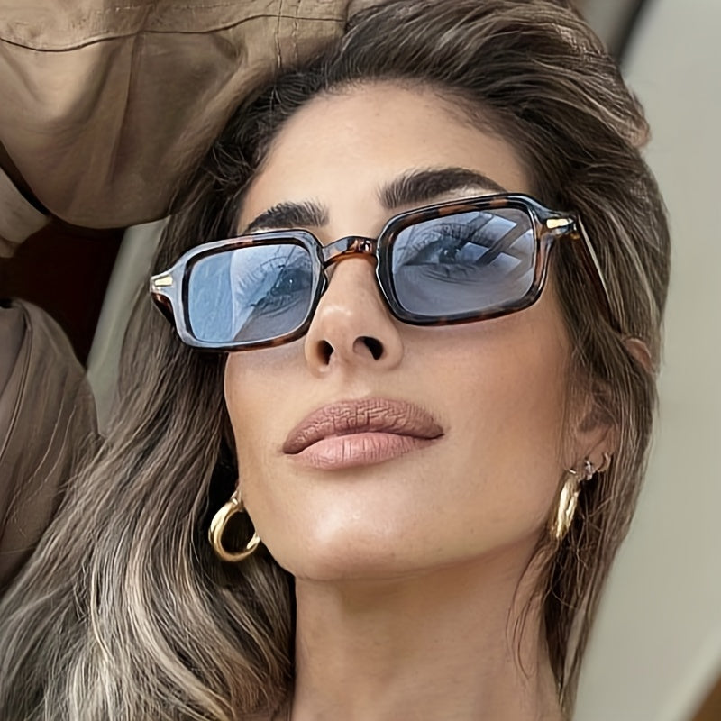 Square Sunglasses Retro Rivet Decor Anti Glare Glasses UV400