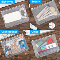 A5 Binder Pockets Money Saving Organizers Waterproof PVC Clear Zipper Pouch