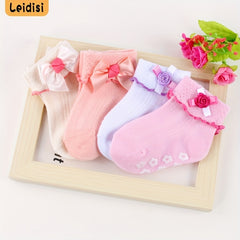 3pairs Bow Decor Non slip Knit Socks Soft Comfortable Breathable Socks