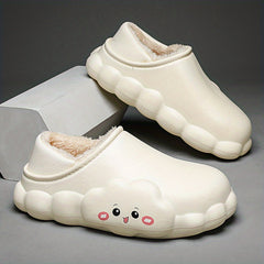 Women's Fleece Liner Slippers Round Toe Waterproof Anti Slip Slides