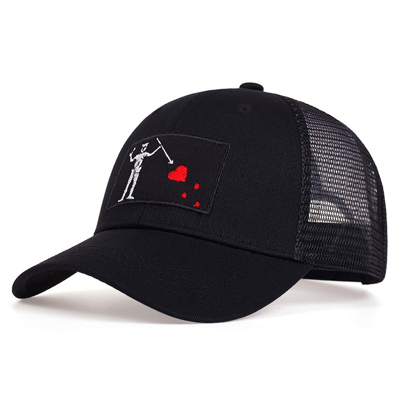 Men's Skull Fork Heart Baseball Cap Mesh Hat