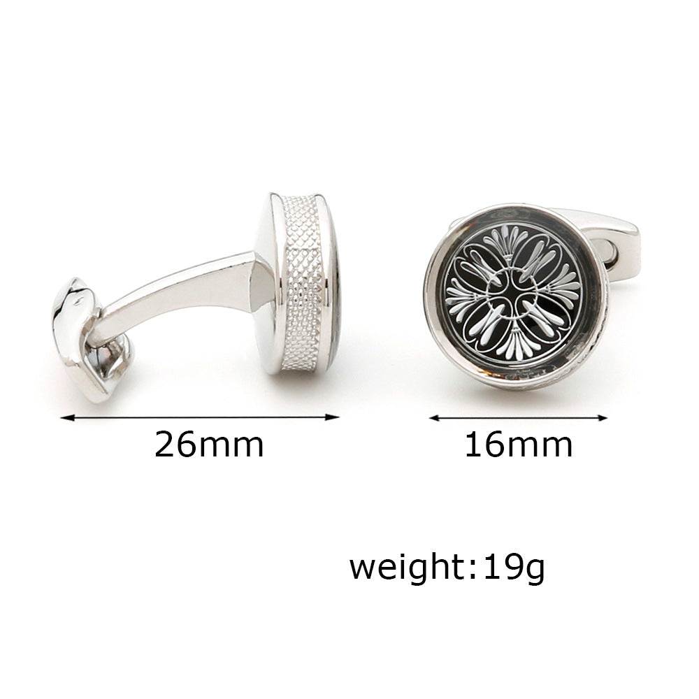 Retro Pattern Silver Men's Cufflinks