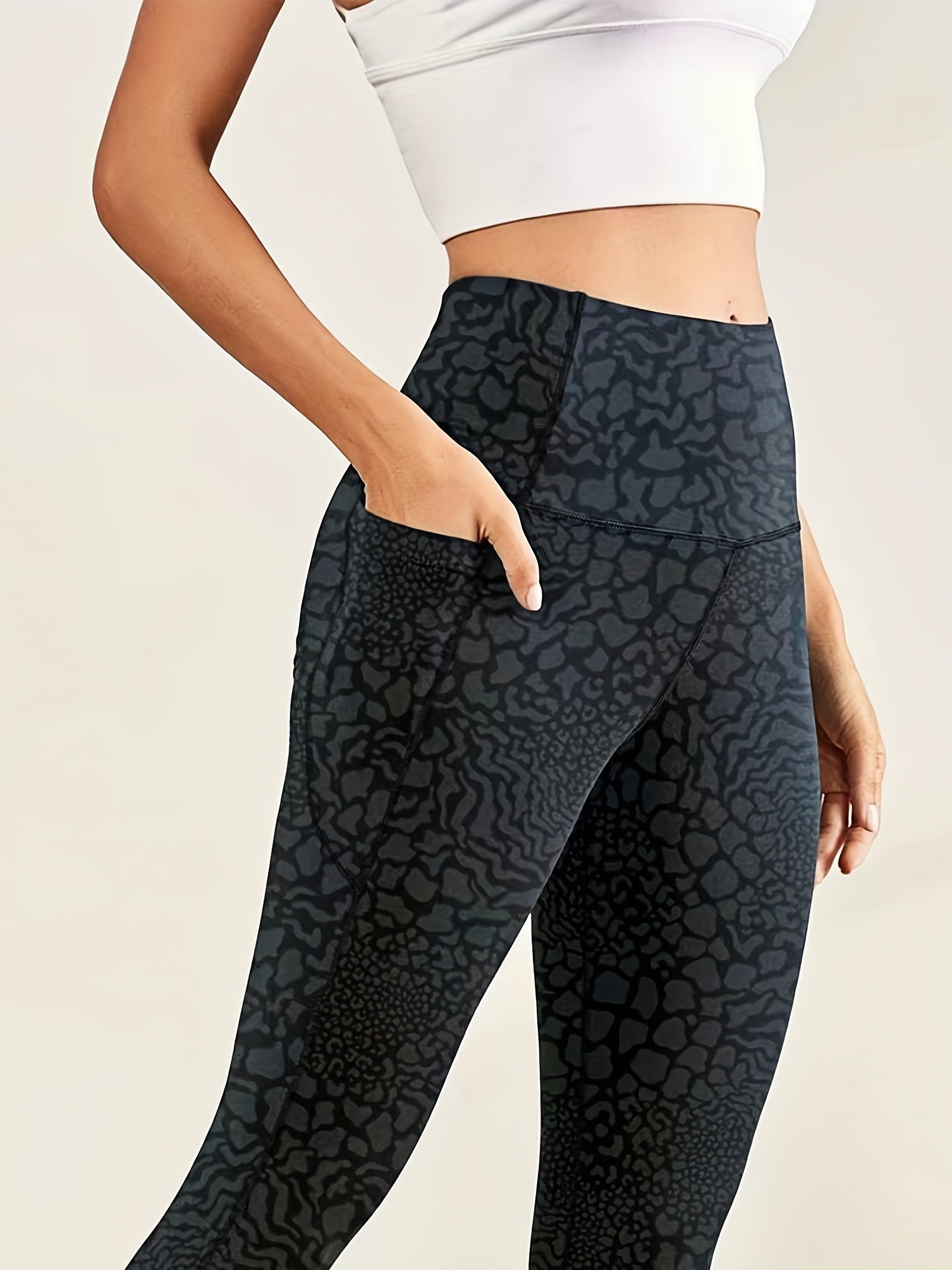 Slim Fit Yoga Leggings High Waist Sports Pants With Pocket