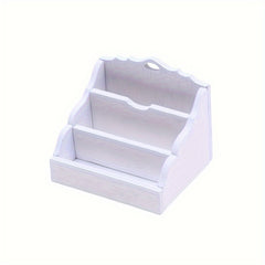 Wooden Dollhouse Storage Rack with Books and Desk Accessories