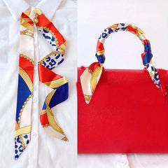 Women Thin Silk Scarf Long Hair Strip Headband Neck...
