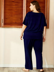Letter Print Short Sleeve Top & Pants Pajamas Set