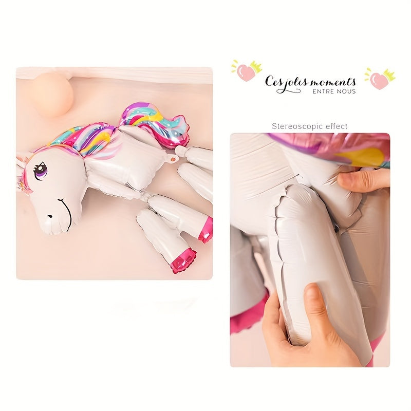 3D Rainbow Pony Aluminum Film Balloon Birthday Party Decoration Cartoon Unicorn