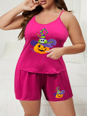 Witch Hat Pumpkin Print Cami & Shorts Pajama Set