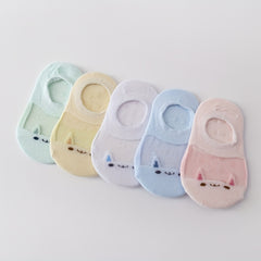 5pairs Cartoon Mesh Stitching Socks for Newborn Baby Boys And Girls