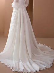Off Shoulder Gown Wedding Dresses Ruched High Waist Dress