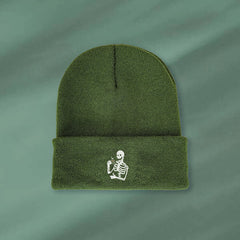 Men's Skull Head Drinking Tea Knitted Cap