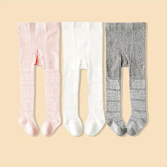 3pcs Girls Striped Leggings Comfortable Casual Pants For Kids Summer