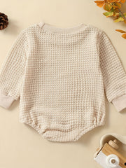 Baby Boys Waffle Long Sleeve Romper