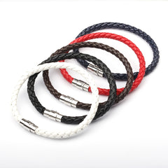 European Magnetic Men's Leather Rope Bracelet