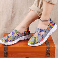 Women's Colorful Braided Slip On Sneakers Low Cozy Shoes