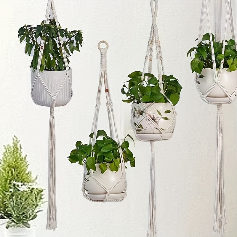 Handwoven Flower Planter Basket Mesh Hanging Pot