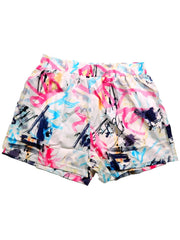 Graffiti Print Elastic Waist Shorts Casual Summer Random Print